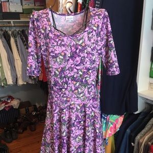 Purple Lilac Floral Lularoe Nicole Dress Large
